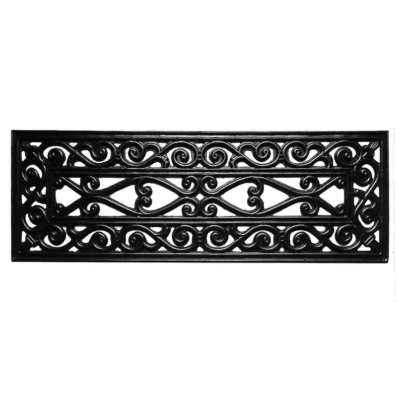Ottomanson Indoor/Outdoor Hose-Wash Iron Wrought Design Non-Slip Rubber 10" x 30" Modern Stair Treads for Stairs, Garage, Patio, 5 Pack, Black Wrought - Image 2